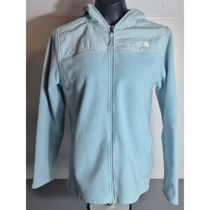 The North Face Girls Hooded Fleece Jacket XL 18/20 Light Blue